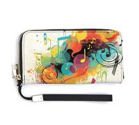 NWTRK Abstract Music Themed Leather Wallets Zip Around Clutch Bag Ladies Credit Card Holder Clutch Purse for Women, style, 20.0*10.5cm