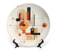 NWTRK Abstract Shapes Bone China Decorative Plate Ceramic Decorative Plates with Display Stand Handmade Ceramic Ornament Wall Art Decor for Home Kitchen Bedroom 6inch