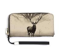 NWTRK Abstract Tree Elk Picture Leather Wallets Zip Around Clutch Bag Ladies Credit Card Holder Clutch Purse for Women, style, 20.0*10.5cm