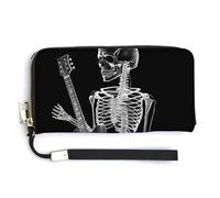 NWTRK Abstract X-ray Skull Skeleton Playing Guitar Leather Wallets Zip Around Clutch Bag Ladies Credit Card Holder Clutch Purse for Women, style, 20.0*10.5cm