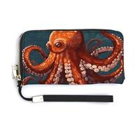 NWTRK Animal Octopus Leather Wallets Zip Around Clutch Bag Ladies Credit Card Holder Clutch Purse for Women, style, 20.0*10.5cm