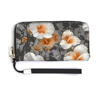 NWTRK Blooming Hibiscus Flowers Leather Wallets Zip Around Clutch Bag Ladies Credit Card Holder Clutch Purse for Women, style, 20.0*10.5cm