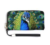 NWTRK Blue Peacock Leather Wallets Zip Around Clutch Bag Ladies Credit Card Holder Clutch Purse for Women, style, 20.0*10.5cm