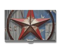 NWTRK Business Card Holder Slim Portable Metal Business Card Case American Wastern Texas Star Pocket Name Card Holder Wallet for Men Women Office Travel