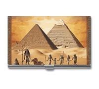 NWTRK Business Card Holder Slim Portable Metal Business Card Case Ancient Egypt Pocket Name Card Holder Wallet for Men Women Office Travel