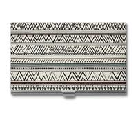 NWTRK Business Card Holder Slim Portable Metal Business Card Case Boho Triangle Stripes Pocket Name Card Holder Wallet for Men Women Office Travel