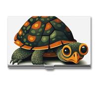 NWTRK Business Card Holder Slim Portable Metal Business Card Case Cute Turtle Pocket Name Card Holder Wallet for Men Women Office Travel