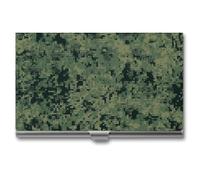 NWTRK Business Card Holder Slim Portable Metal Business Card Case Green Army Digital Camouflage Pocket Name Card Holder Wallet for Men Women Office Travel