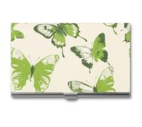 NWTRK Business Card Holder Slim Portable Metal Business Card Case Lime Green Butterfly Pocket Name Card Holder Wallet for Men Women Office Travel