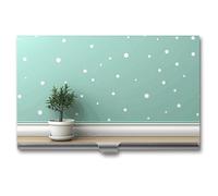 NWTRK Business Card Holder Slim Portable Metal Business Card Case Polka Dot Mint Green Pocket Name Card Holder Wallet for Men Women Office Travel