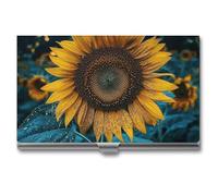 NWTRK Business Card Holder Slim Portable Metal Business Card Case The Most Beautiful Sunflower Pocket Name Card Holder Wallet for Men Women Office Travel
