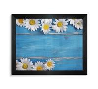 NWTRK Daisy Flowers Blue Wooden Diamond Painting Kits for Adults Framed Diamond Art Kit for Beginner 5D DIY Full Square Diamond Art Craft Kits for Adults for Home Wall Decor