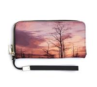 NWTRK Dusk Background Leather Wallets Zip Around Clutch Bag Ladies Credit Card Holder Clutch Purse for Women, style, 20.0*10.5cm
