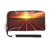 NWTRK Dusk Running Track Leather Wallets Zip Around Clutch Bag Ladies Credit Card Holder Clutch Purse for Women, style, 20.0*10.5cm