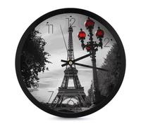 NWTRK Eiffel Tower London Wall Clock 10 Inch Silent Non-Ticking Round Printing Wall Clock Battery Operated Clock Decorative Round Wall Clock for Office Home Living Room Bedroom