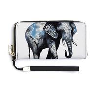 NWTRK Elephant-Blue Black Leather Wallets Zip Around Clutch Bag Ladies Credit Card Holder Clutch Purse for Women, style, 20.0*10.5cm