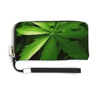 NWTRK Green Leaves Leather Wallets Zip Around Clutch Bag Ladies Credit Card Holder Clutch Purse for Women, style, 20.0*10.5cm