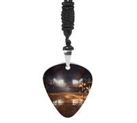 NWTRK Guitar Pick Necklace Stainless Steel Guitar Pick Holder Necklace Guitar Pendant Decoration for Women Men Music Lover Gift, Basketball Court, One Size, Titanium Steel, No Gemstone