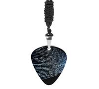 NWTRK Guitar Pick Necklace Stainless Steel Guitar Pick Holder Necklace Guitar Pendant Decoration for Women Men Music Lover Gift, Programmer Programming Code, One Size, Titanium Steel, No Gemstone