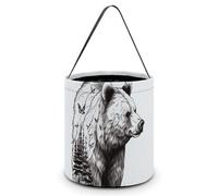 NWTRK Halloween Trick Or Treat Bags Wildlife Hand Drawn Bear Animal Halloween Candy Bucket Portable Reusable Goody Bucket Tote Bag with Handles for Halloween Party Favor Supplies, Style, One Size