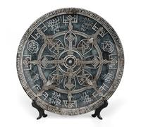 NWTRK Helm Of Awe Bone China Decorative Plate Ceramic Decorative Plates with Display Stand Handmade Ceramic Ornament Wall Art Decor for Home Kitchen Bedroom 6inch