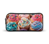 NWTRK Large Pencil Case Birthday Cupcakes Pencil Pouch Portable Aesthetic Pencil Bag for Women Men Pen Pouch Cute Stationery Organizer Multifunctional Makeup Bag for Travel Office