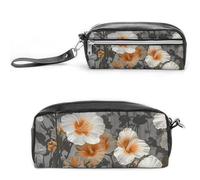 NWTRK Large Pencil Case Blooming Hibiscus Flowers Pencil Pouch Portable Aesthetic Pencil Bag for Women Men Pen Pouch Cute Stationery Organizer Multifunctional Makeup Bag for Travel Office