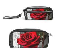 NWTRK Large Pencil Case Blooming Red Rose Pencil Pouch Portable Aesthetic Pencil Bag for Women Men Pen Pouch Cute Stationery Organizer Multifunctional Makeup Bag for Travel Office