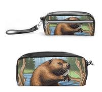 NWTRK Large Pencil Case Busy Beaver Cartoon Pencil Pouch Portable Aesthetic Pencil Bag for Women Men Pen Pouch Cute Stationery Organizer Multifunctional Makeup Bag for Travel Office