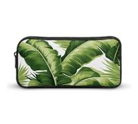 NWTRK Large Pencil Case Cute Green Palm Leaves Pencil Pouch Portable Aesthetic Pencil Bag for Women Men Pen Pouch Cute Stationery Organizer Multifunctional Makeup Bag for Travel Office