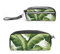 NWTRK Large Pencil Case Cute Green Palm Leaves Pencil Pouch Portable Aesthetic Pencil Bag for Women Men Pen Pouch Cute Stationery Organizer Multifunctional Makeup Bag for Travel Office