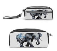 NWTRK Large Pencil Case Elephant-Blue Black Pencil Pouch Portable Aesthetic Pencil Bag for Women Men Pen Pouch Cute Stationery Organizer Multifunctional Makeup Bag for Travel Office