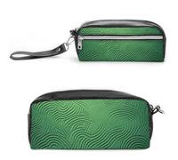NWTRK Large Pencil Case Green Curve Texture Pencil Pouch Portable Aesthetic Pencil Bag for Women Men Pen Pouch Cute Stationery Organizer Multifunctional Makeup Bag for Travel Office