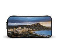 NWTRK Large Pencil Case Hawaii Skyline Diamond Head Volcano Pencil Pouch Portable Aesthetic Pencil Bag for Women Men Pen Pouch Cute Stationery Organizer Multifunctional Makeup Bag for Travel Office