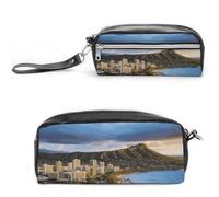 NWTRK Large Pencil Case Hawaii Skyline Diamond Head Volcano Pencil Pouch Portable Aesthetic Pencil Bag for Women Men Pen Pouch Cute Stationery Organizer Multifunctional Makeup Bag for Travel Office