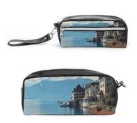NWTRK Large Pencil Case Lake Geneva Switzerland Pencil Pouch Portable Aesthetic Pencil Bag for Women Men Pen Pouch Cute Stationery Organizer Multifunctional Makeup Bag for Travel Office