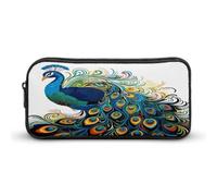 NWTRK Large Pencil Case Peacock Pattern Pencil Pouch Portable Aesthetic Pencil Bag for Women Men Pen Pouch Cute Stationery Organizer Multifunctional Makeup Bag for Travel Office