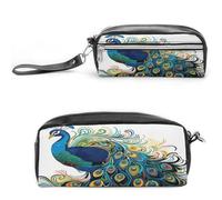 NWTRK Large Pencil Case Peacock Pattern Pencil Pouch Portable Aesthetic Pencil Bag for Women Men Pen Pouch Cute Stationery Organizer Multifunctional Makeup Bag for Travel Office