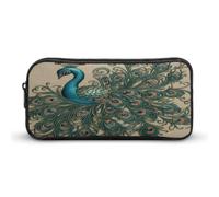 NWTRK Large Pencil Case Peacock Pattern Pencil Pouch Portable Aesthetic Pencil Bag for Women Men Pen Pouch Cute Stationery Organizer Multifunctional Makeup Bag for Travel Office