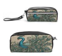 NWTRK Large Pencil Case Peacock Pattern Pencil Pouch Portable Aesthetic Pencil Bag for Women Men Pen Pouch Cute Stationery Organizer Multifunctional Makeup Bag for Travel Office