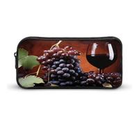 NWTRK Large Pencil Case Red Wine Grapes Pencil Pouch Portable Aesthetic Pencil Bag for Women Men Pen Pouch Cute Stationery Organizer Multifunctional Makeup Bag for Travel Office