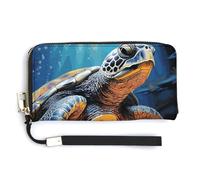 NWTRK Painted Sea Turtle Leather Wallets Zip Around Clutch Bag Ladies Credit Card Holder Clutch Purse for Women, style, 20.0*10.5cm