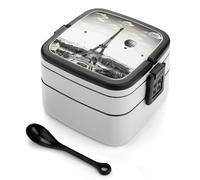 NWTRK Paris Tower Bento Box Adult Lunch Box All-in-One Stackable Bento Lunch Box with Compartments Double Layer Lunch Boxes Leak-Proof Lunchbox Lunch Containers for Work Picnics Travel