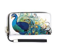 NWTRK Peacock Pattern Leather Wallets Zip Around Clutch Bag Ladies Credit Card Holder Clutch Purse for Women, style, 20.0*10.5cm