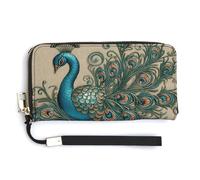 NWTRK Peacock Pattern Leather Wallets Zip Around Clutch Bag Ladies Credit Card Holder Clutch Purse for Women, style, 20.0*10.5cm