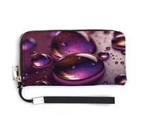 NWTRK Purple Water Droplets Leather Wallets Zip Around Clutch Bag Ladies Credit Card Holder Clutch Purse for Women, style, 20.0*10.5cm