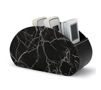 NWTRK Remote Control Holders Pu Leather TV Remote Holder with 5 Compartments Desktop Storage Organizers Black Marble Remote Caddy Box for TV Remotes/Media Controllers/Office Supplies