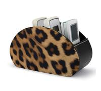NWTRK Remote Control Holders Pu Leather TV Remote Holder with 5 Compartments Desktop Storage Organizers Rough Leopard Print Remote Caddy Box for TV Remotes/Media Controllers/Office Supplies
