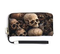 NWTRK Some Skull Shapes Leather Wallets Zip Around Clutch Bag Ladies Credit Card Holder Clutch Purse for Women