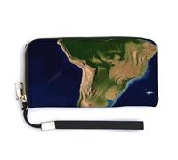 NWTRK South America Satellite Image Leather Wallets Zip Around Clutch Bag Ladies Credit Card Holder Clutch Purse for Women, style, 20.0*10.5cm